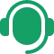 Green icon of a aheadset with a microphone.